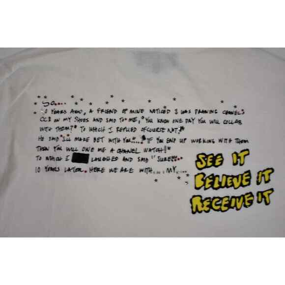 Chanel X Pharrell Capsule Collection White Long Sleeve Graffiti Tee Shirt RARE M - Picture 11 of 12